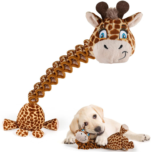 Dog Squeaky Toys for Large Dogs-Tug of War Dog Plush Toys for Large Dogs with Crinkled PaperStuffed Animal Toys for Dogs to Keep Them BusyStimulation Small/Large/Big Dogs Puppy Breed (Giraffe)